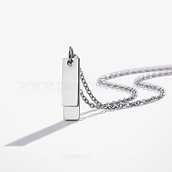 304 Stainless Steel Blank Double Rectangle Pendant Cable Chain Necklaces&nbsp;FS-WG7A741-02