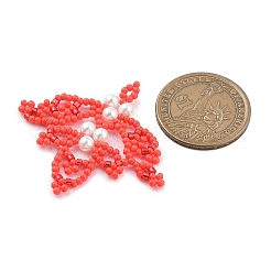 3色のシードビーズビーズチャーム3個  葉のペンダント  ミックスカラー  40x45x4.5mm  穴：1.5~1.6mm  1pc /カラー&nbsp;PALLOY-MZ00385