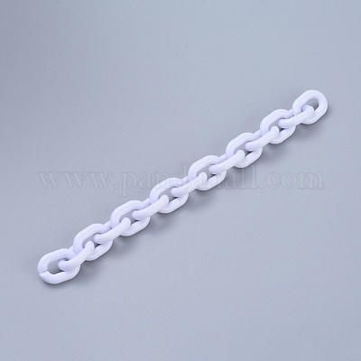 アクリル手作りアズキチェーン  オーバル  ホワイト  19x14x4mm  約39.37インチ（1m）/連&nbsp;AJEW-JB00527-01-1