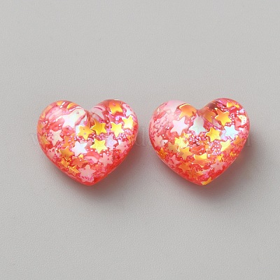 樹脂カボション  ハート  レッド  16x18x9.5mm&nbsp;RESI-WH0028-27C-1