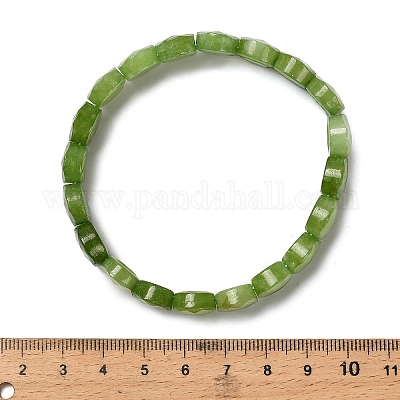 楕円形の天然マレーシアジェイドビーズストレッチブレスレット 黄緑