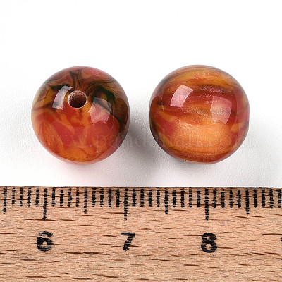 樹脂ビーズ  ラウンド  ツートン  砂茶色  12mm  穴：2mm&nbsp;RESI-YW0004-28C-12-1