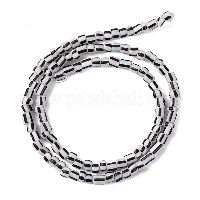 手作りランプワークビーズ連売り  2トーン  コラム  ブラック  3~4.5x2~4mm  穴：0.8mm  約99~103個/連  15.35インチ（39cm）&nbsp;BLOW-K001-01A-20-1