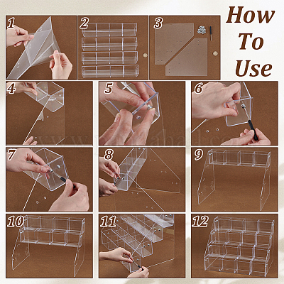 4-Tier Plastic Card Display Riser Stands&nbsp;ODIS-WH0030-236-1
