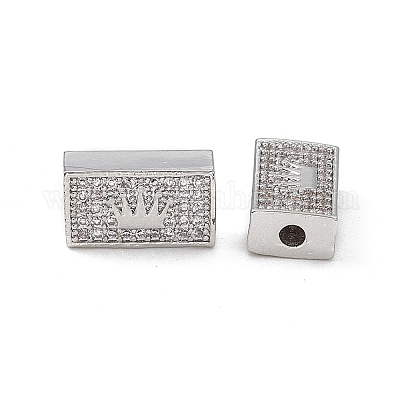 Brass Micro Pave Clear Cubic Zirconia Beads&nbsp;KK-E068-VB461-1