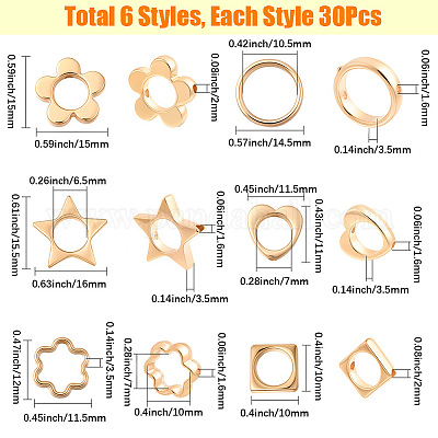 180Pcs 6 Styles 2-Hole CCB Plastic Beads Frame&nbsp;CCB-SP0001-10G-1