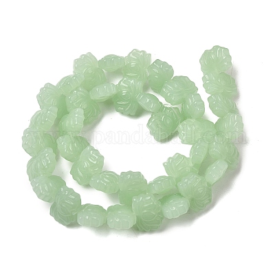透明ガラスビーズ連売り  蓮  薄緑  10x14x7mm  穴：0.8mm  約38個/連  14.17インチ（36cm）&nbsp;GLAA-F114-01I-1