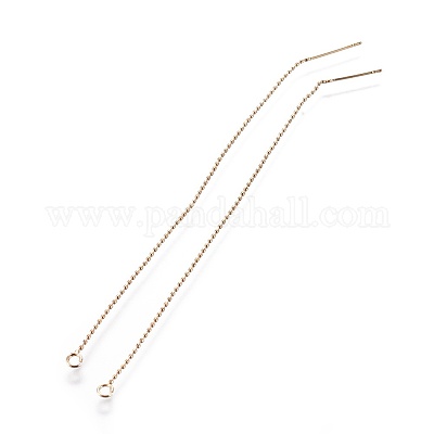 真鍮製スタッドピアスパーツ  カン付き  ビーズチェーン  アメリカンピアス  ゴールドカラー  104x1mm  穴：1.8mm  ピン：0.8mm&nbsp;KK-I645-03G-1