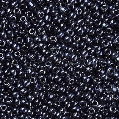 8/0 ガラスシードビーズ  メタリックカラー  ブラック  3mm  穴：1mm  約10000個/ポンド&nbsp;SEED-A009-3mm-606-1