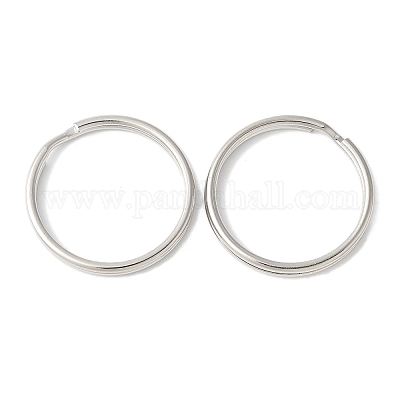 アイアン製キーリング  ダブルループ丸カン  ラックめっき  プラチナ  25~25.5x2.5mm  内径：21.5~22mm&nbsp;FIND-B046-07A-P-1