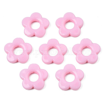 不透明なアクリルビーズフレーム  花  ピンク  19x20x3.5mm  穴：1.6mm  内径：6.5mm  約632個/500g&nbsp;SACR-TAC0004-01D-1