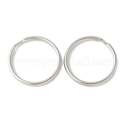 アイアン製キーリング  ダブルループ丸カン  ラックめっき  プラチナ  25~25.5x2.5mm  内径：21.5~22mm&nbsp;FIND-B046-07A-P-1