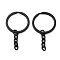 Iron Split Key Rings, with Chains, Black, 50mm