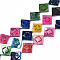 Freshwater Shell Beads Strands, Dyed, AB Color Plated, Rhombus, Colorful, 19~21.5x20~21x3mm, Hole: 1mm, about 19pcs/strand, 15.35 inch~15.55 inch(39cm~39.5cm)