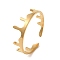 304 Stainless Steel Open Cuff Ring, Crown, Golden, US Size 8 1/2(18.5mm)