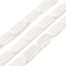 Electroplated Shell Pearl Beads Strands, White, Rectangle, 15.5x7x3~4mm, Hole: 1mm, about 26pcs/strand, 15.75 inch(40cm)
