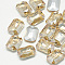 Pointed Back Glass Rhinestone Cabochons, Faceted, Rectangle Octagon, Light Colorado Topaz, 10x8x3.5mm