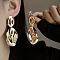 Iron Dangle Stud Earrings, Golden, Nuggets, 71x26mm
