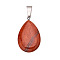 Natural Red Jasper Pendants, Alloy Snap on Bails, Teardrop, 20mm