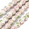 Handmade Flower Printed Porcelain Ceramic Beads Strands, Round, Pale Green, 10mm, Hole: 2mm, about 35pcs/strand, 13.5 inch