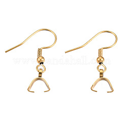Ion Plating(IP) 304 Stainless Steel Hooks, Ear Wire, with Ice Pick Pinch Bails, Golden, 27x20mm, 21 Gauge, Pin: 0.7mm
