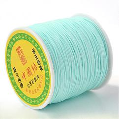Braided Nylon Thread, Chinese Knotting Cord for Beading Jewelry Making Macrame Craft, Pale Turquoise, 0.8mm, about 100yards/roll