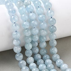 天然石アクアマリンビーズ連売り  ラウンド  8mm  穴：1mm  約23個/連  7.09~7.48''（18~19センチメートル）&nbsp;G-D327-C03-8MM-01A