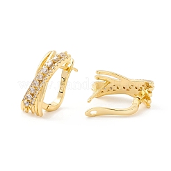 女の子の女性のための18KGP本金メッキキュービックジルコニア小さなフープピアス  透明  21x8mm  ピン：1mm&nbsp;EJEW-I260-16G-NR