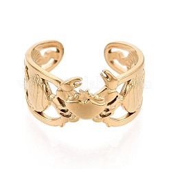 Ion Plating(IP) 304 Stainless Steel Cuff Open Rings for Women&nbsp;RJEW-N052-17G
