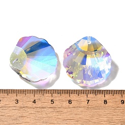 ガラスチャーム  シェル形状  ABカラー  多面カット  クリアAB  28x28x10.5mm  穴：1.6mm&nbsp;GLAA-I057-29A