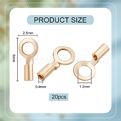 真鍮コードエンド10個  折りたたみ式カシメエンドパーツ  ゴールドカラー  6x2.5x0.5mm  穴：1.2mm  内径：0.4mm&nbsp;KK-BC0012-47