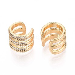 Brass Micro Pave Clear Cubic Zirconia Cuff Earrings&nbsp;EJEW-T047-85G