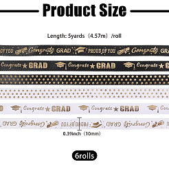 6Rolls 6 Styles Graduation Season Polyester Ribbon&nbsp;OCOR-PH0036-80