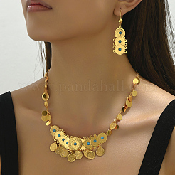 Vintage Brass & Synthetic Turquoise Coin Earrings & Necklaces Sets for Women&nbsp;SY5803