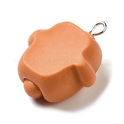 不透明樹脂模造食品ペンダント  プラチナメッキ鉄ループ付き  ホットドッグ  29x23x13mm  穴：2mm&nbsp;CRES-M030-06C