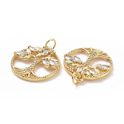 Brass Cubic Zirconia Pendants&nbsp;ZIRC-I062-15G