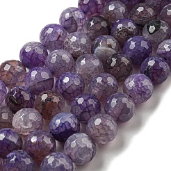 Faceted Natural Dragon Veins Agate Beads Strands&nbsp;X-G-F447-12mm-L04