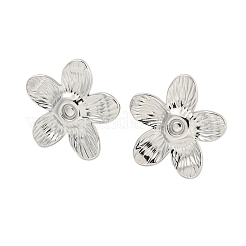 304ステンレススチールイヤリング金具  花  イオンプレーティング（ip）  プラチナ  20.5x22mm&nbsp;EJEW-O002-01P