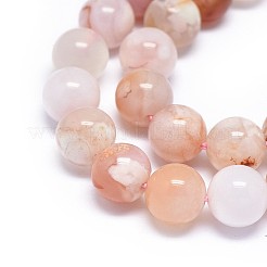 天然石桜色アゲート瑪瑙ビーズ連売り  ラウンド  8mm  穴：0.8mm  約48個/連  15.3インチ（39cm）&nbsp;G-I249-B01-02