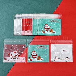 クリスマス用の長方形 OPP セロハンバッグ 3 袋 3 スタイル  ミックスカラー  13.9~14x9.9cm  片側の厚さ：0.035mm、内寸：11x9.9cm、約95~100個/袋  1バッグ/スタイル&nbsp;OPC-FS0001-01B