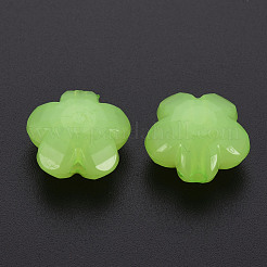 模造ゼリーアクリルビーズ  花  多面カット  薄緑  17x17.5x10mm  穴：2mm  約340個/500g&nbsp;MACR-S373-87-E06