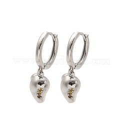Brass Cubic Zirconia Hoop Earrings&nbsp;EJEW-Q015-01P-F