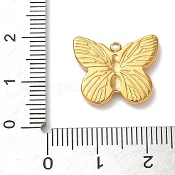 304ステンレスペンダント  バタフライチャーム  イオンプレーティング（ip）  14KGP本金メッキ  15x18x2mm  穴：1.5mm&nbsp;STAS-G352-01G-03