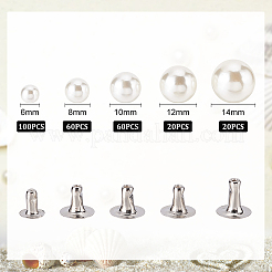 260 Sets 5 Style ABS Imitation Pearl Garment Rivets&nbsp;FIND-WR0007-53