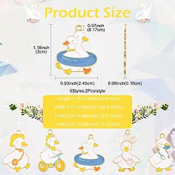 20スタイルのライトゴールドトーン合金エナメルペンダント5個。  アヒル  混合形状  ミックスカラー  30~34x19.5~24.5x1.3~1.5mm  穴：1.7~2mm  4個/スタイル&nbsp;ENAM-FS0004-17