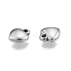 ステンレススチールチャーム201個  ハート  ステンレス鋼色  8x7x2.5mm  穴：1mm&nbsp;STAS-N099-02A