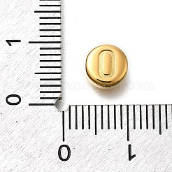 PVD真空メッキ201ステンレス鋼ビーズ  長持ちメッキ  番号付きのフラットラウンド0  ゴールドカラー  7x3.5mm  穴：1.5mm&nbsp;STAS-U045-01G-0