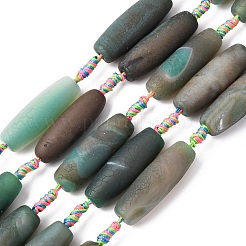 Frosted Natural Green Onyx Agate Beads Strands&nbsp;G-P605-M02-01