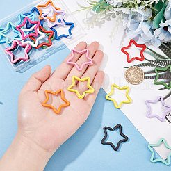 24Pcs 12 Colors Spray-painted Iron Keychain Clasps&nbsp;IFIN-BC0001-16