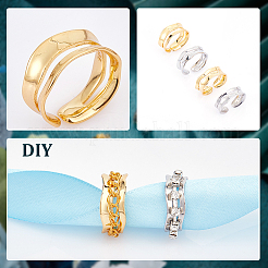 4Pcs 2 Colors Brass Twist Wave Open Cuff Rings Set for Women&nbsp;RJEW-NB0001-02